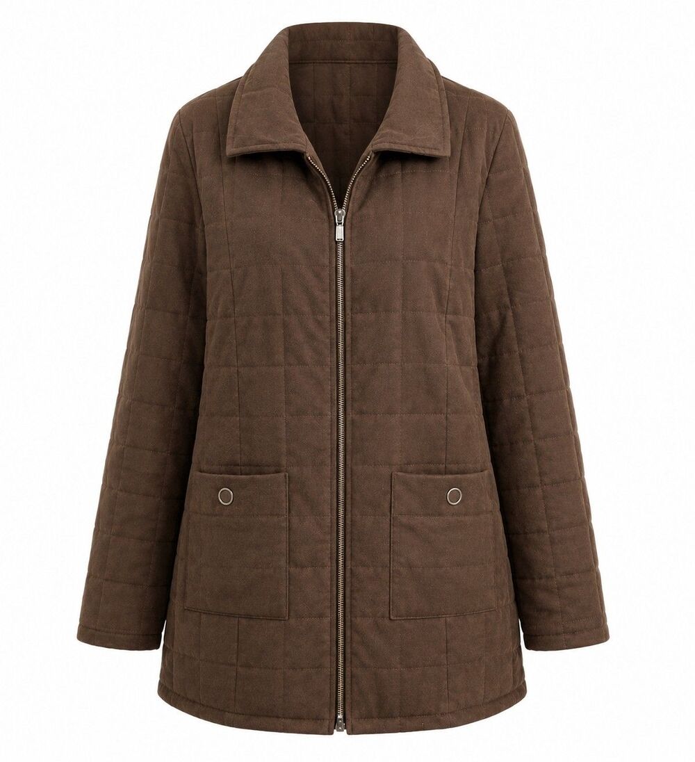 Cottage Barn Coat Brown Quilted Zip Jacket Nomadic Traders Womens M